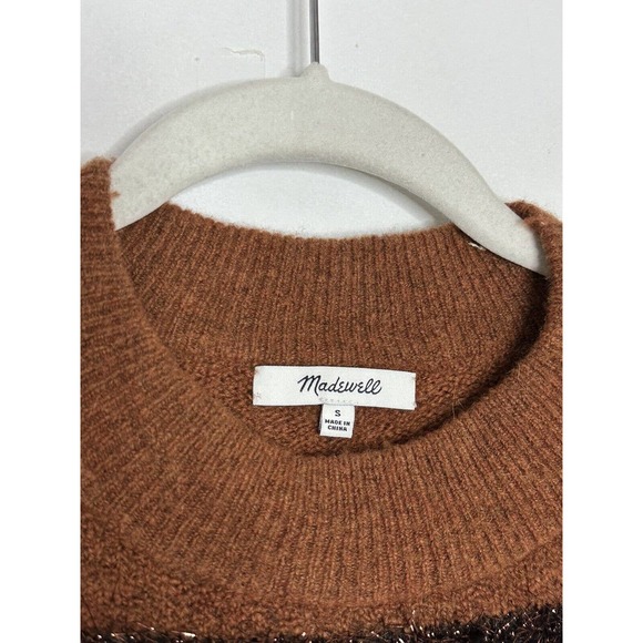 Madewell Womens Wool Brown Tinsel Stripe Sweater Size Small - Picture 4 of 6